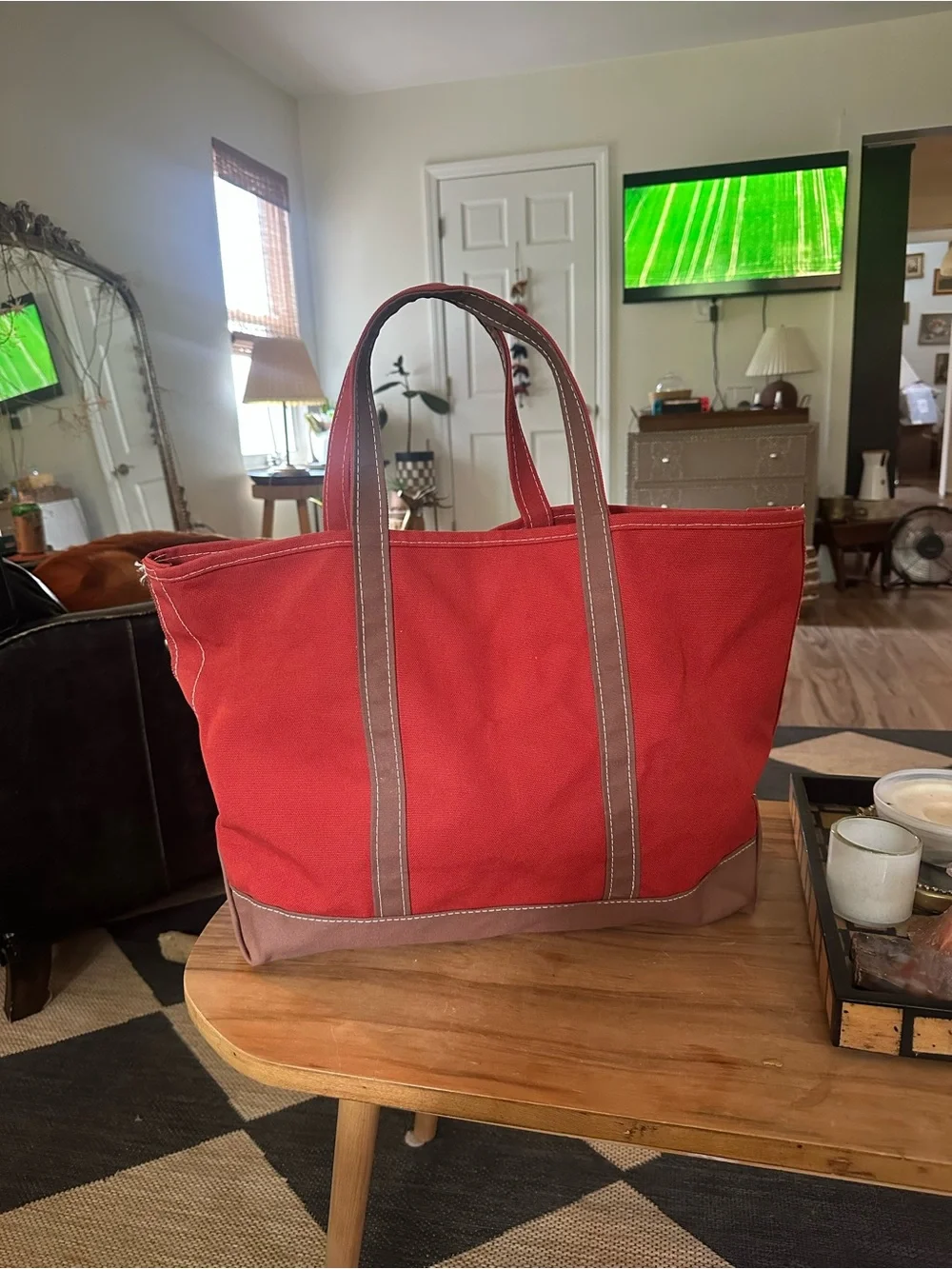 Vintage L.L. Bean Rust red brown trim boat and tote Canvas no holes or rips - Picture 1 of 7